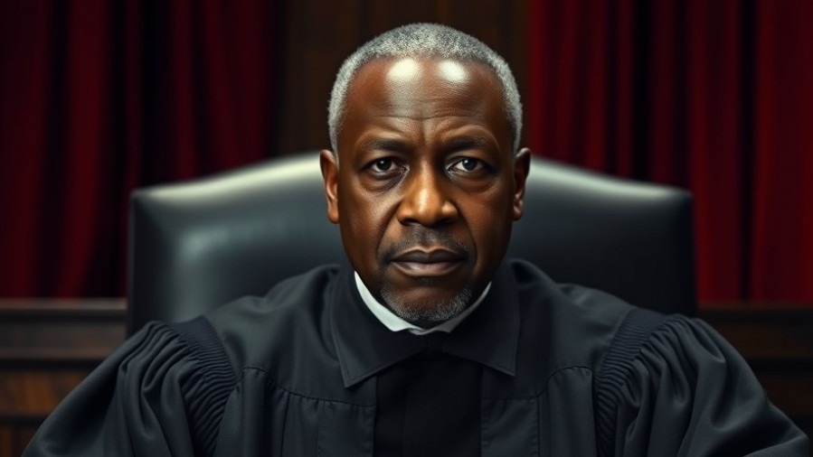 Distinguished older black man in judicial robes, embodying seriousness, relevant to national political news.