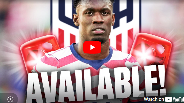 Folarin Balogun available to play for USA, dynamic soccer-themed image.