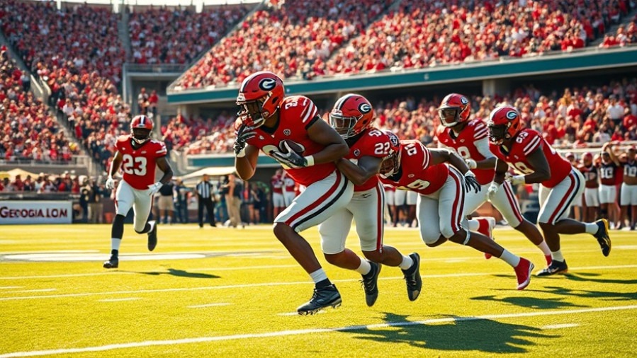 Intense Georgia Bulldogs tackle in red jerseys; Gunner Stockton performance in SEC showdown.