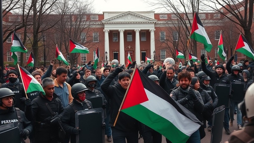 Palestinian rioters protesting in front of Harvard University amid immigration news USA.