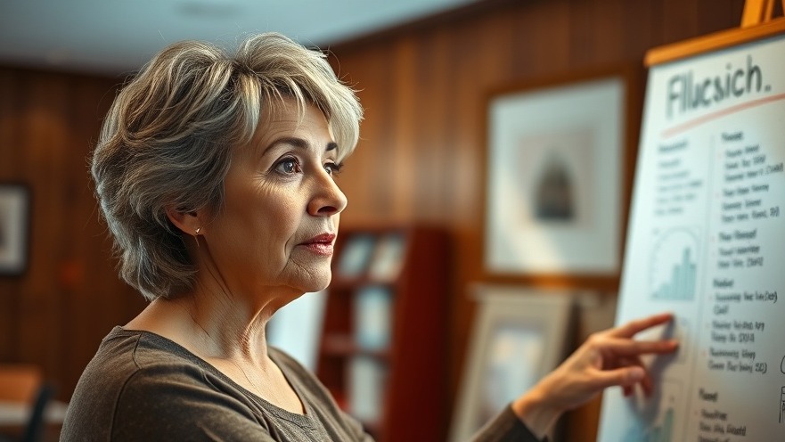 Middle-aged woman sharing natural sleep remedies for older adults on a whiteboard.