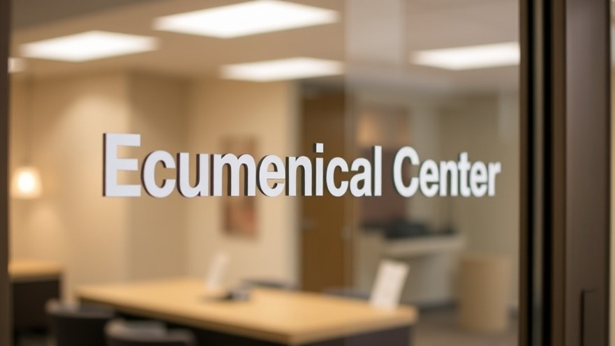 Photorealistic Ecumenical Center door, reflecting San Antonio community news.