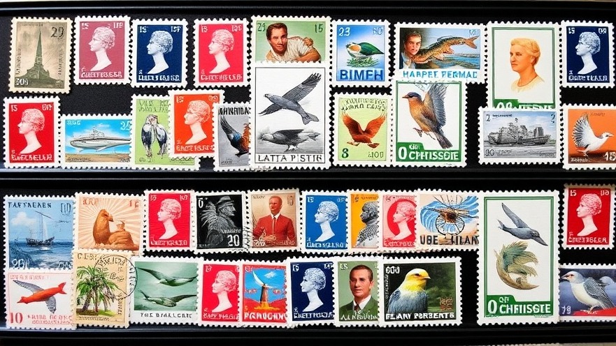 Postage stamp collection reflecting Houston job market trends and business growth.