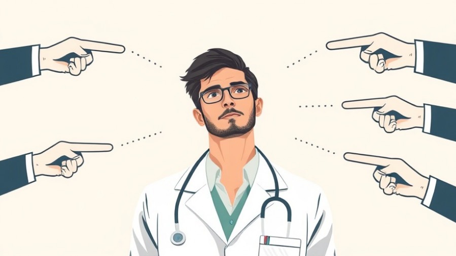 Minimalist illustration highlighting compassion in medical training and mental health in healthcare.