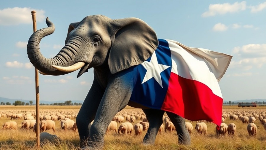 Republican elephant symbol with Texas flag representing Texas politics news.