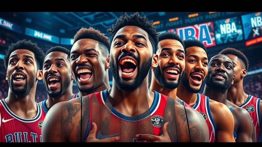 Dynamic NBA highlights collage showcasing basketball performance and vibrant emotions.