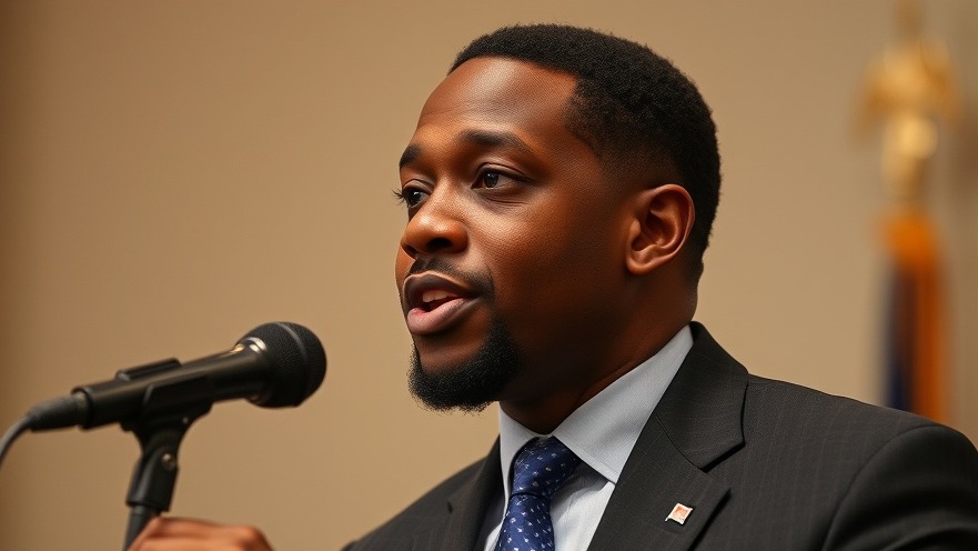 Young black politician speaking at Texas elections 2026 event.