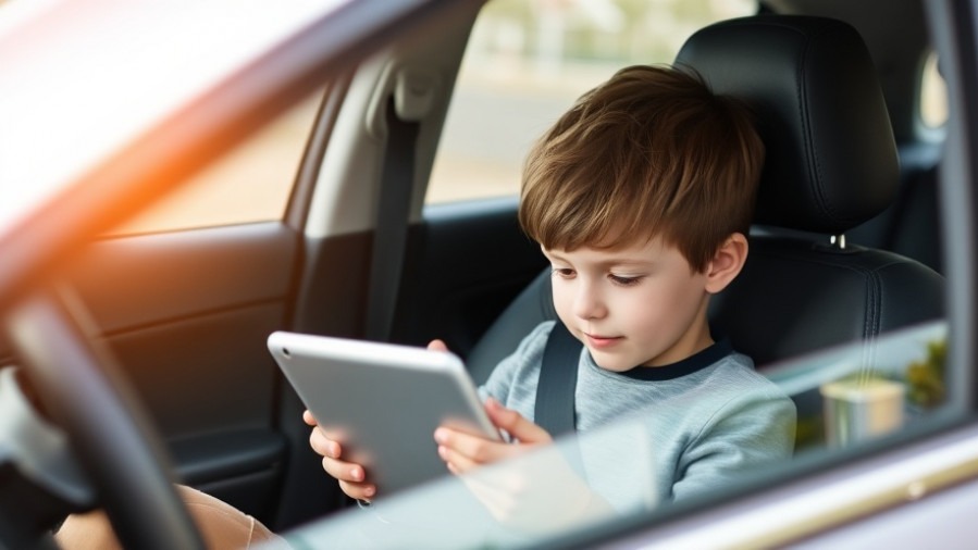 Child engaged with iPad in passenger seat, highlighting San Antonio community news.