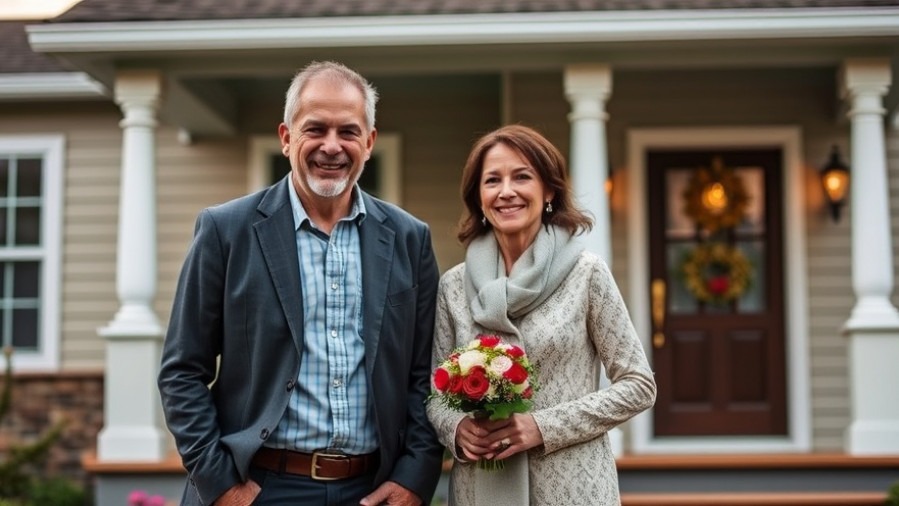 Serious married couple outside their home discussing property tax exemptions Texas.