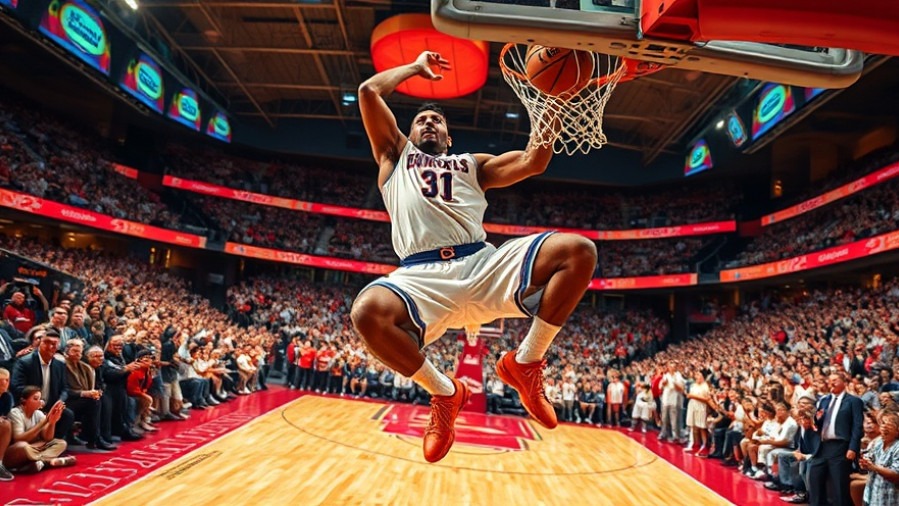 Dynamic basketball player mid-air dunk showcasing emotional moments in sports culture.
