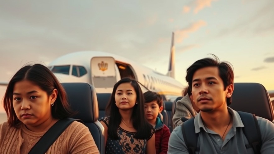 Sad Hispanic families boarding a commercial jet, reflecting Houston immigration policies.