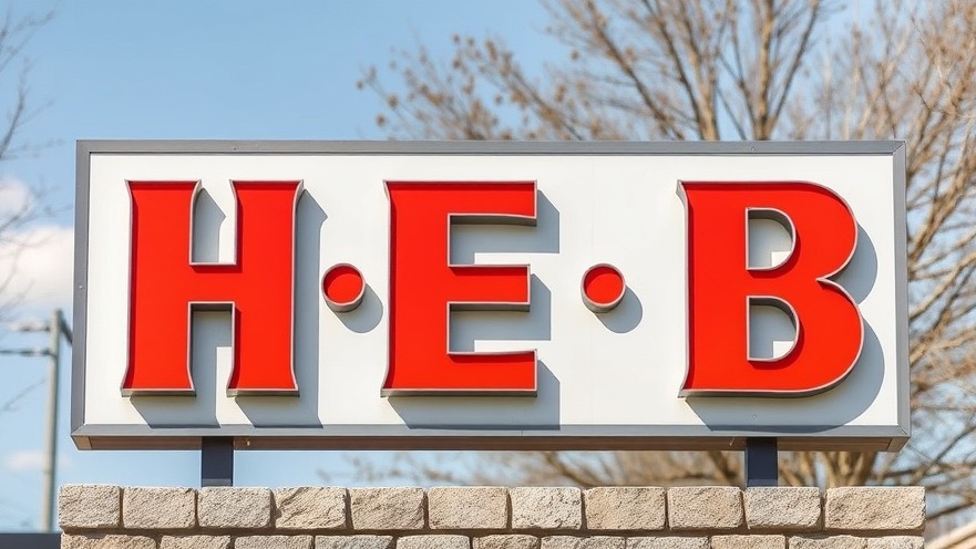 Outdoor sign for H-E-B, promoting free music and local artists in Austin.