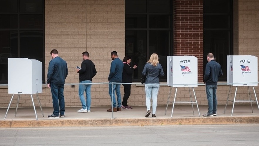 Voters outside booths in Harris County, highlighting voter engagement for Houston election news.