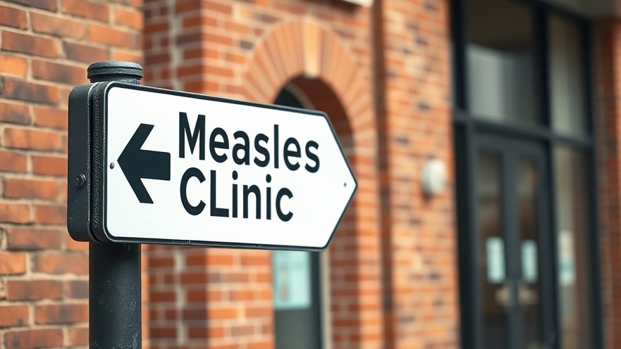 Photorealistic clinic sign for measles vaccination rates in Texas public health.