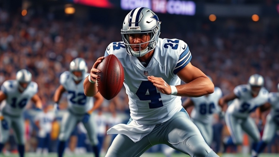 Dallas Cowboys record power play as player hands off ball in NFL game.