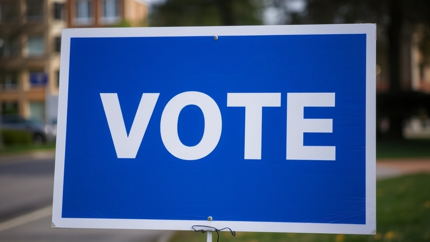 Sign reading 'VOTE' highlighting voter turnout in Texas elections.