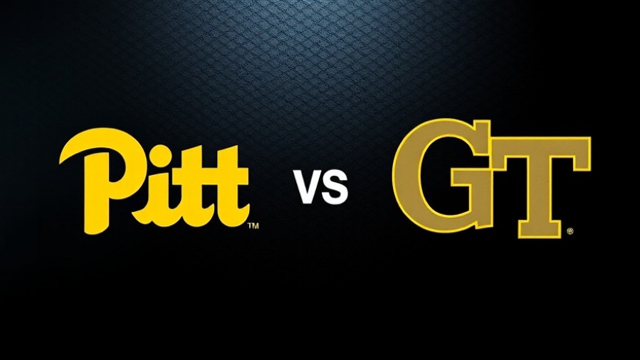 Georgia Tech vs Pittsburgh logos in vibrant sports broadcast style, showcasing college football excitement.