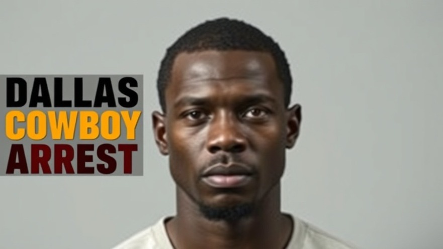 Somber mugshot of unidentified black male with text 'Dallas Cowboy Arrest' for Dallas news today.