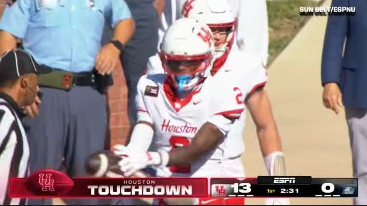 Houston vs. Georgia Southern Highlights promotional graphic with player.