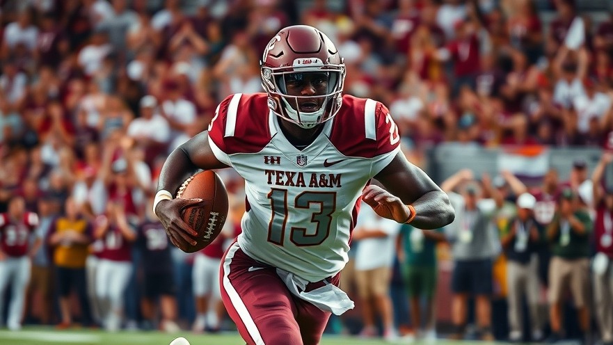 Texas A&M Aggies quarterback in action, showcasing intense focus and performance.