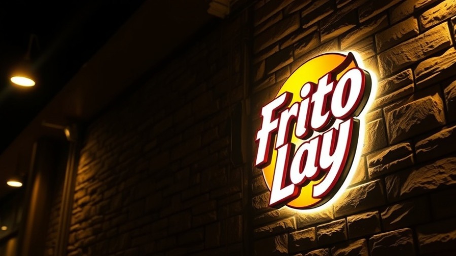 Dramatic view of illuminated Frito Lay sign in San Antonio, highlighting fire news incident.