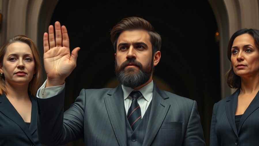 Professionals taking an oath in a dimly lit setting, highlighting local news updates.