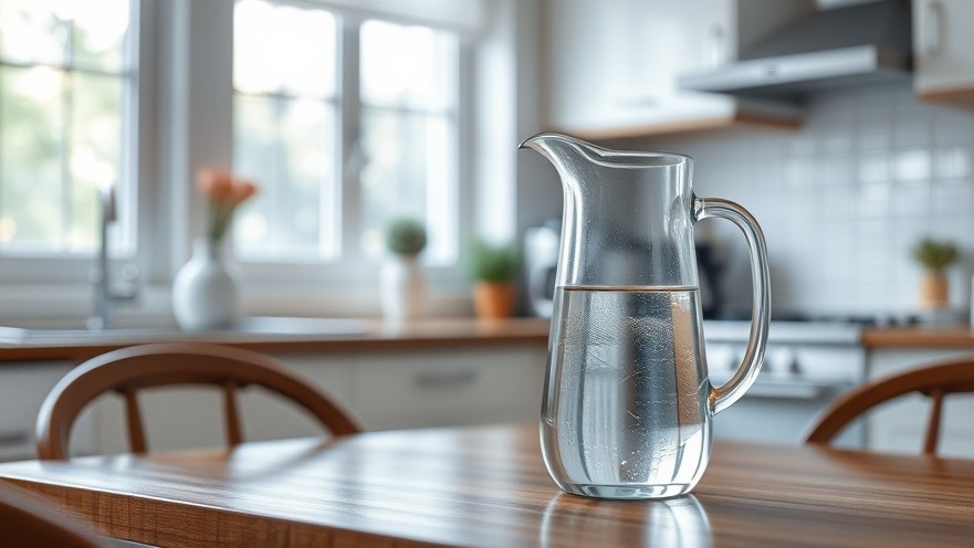 Pitcher of water on kitchen table promoting hydration balance and wellness lifestyle tips.
