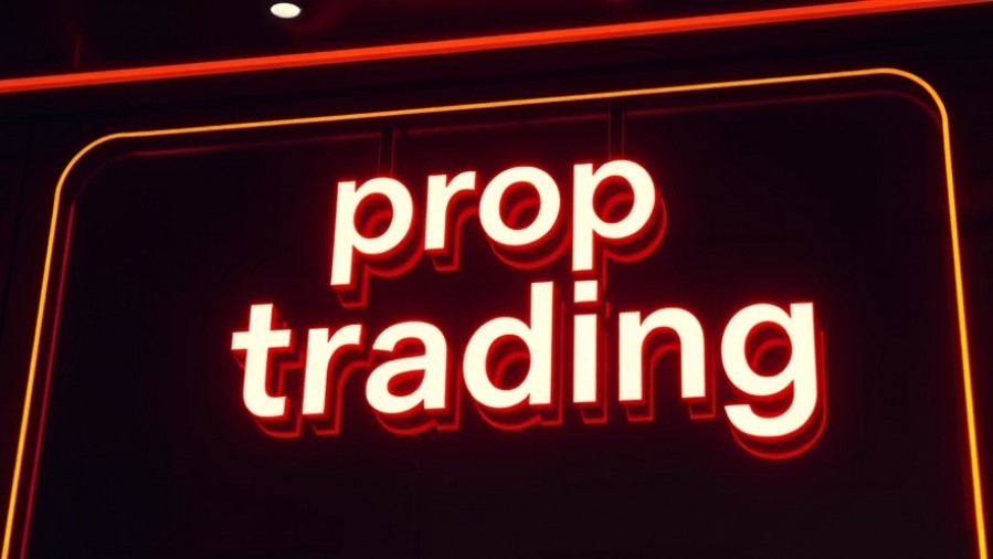 Photorealistic ad for prop trading firms with vibrant branding and dark sophisticated background.