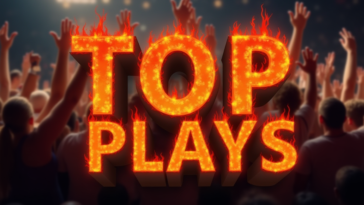 NBA Top Plays action with players in a lively basketball arena.