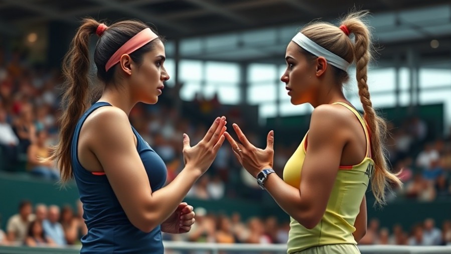 Emotional sports rivalries: female tennis players in heated discussion at Australian Open.