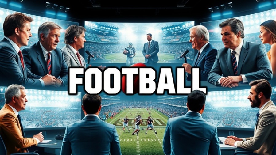 Dynamic collage of SEC football news commentators and players in vibrant studio.