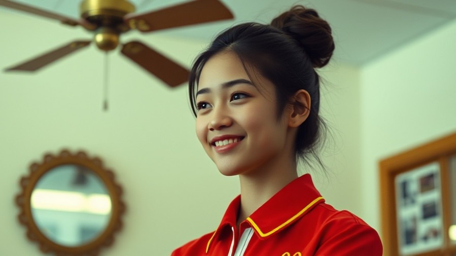 Confident young woman in McDonald's uniform, highlighting teen safety in Bexar County.