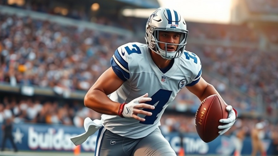 Energetic Dallas Cowboys player in motion, showcasing NFL Draft significance and fan engagement.