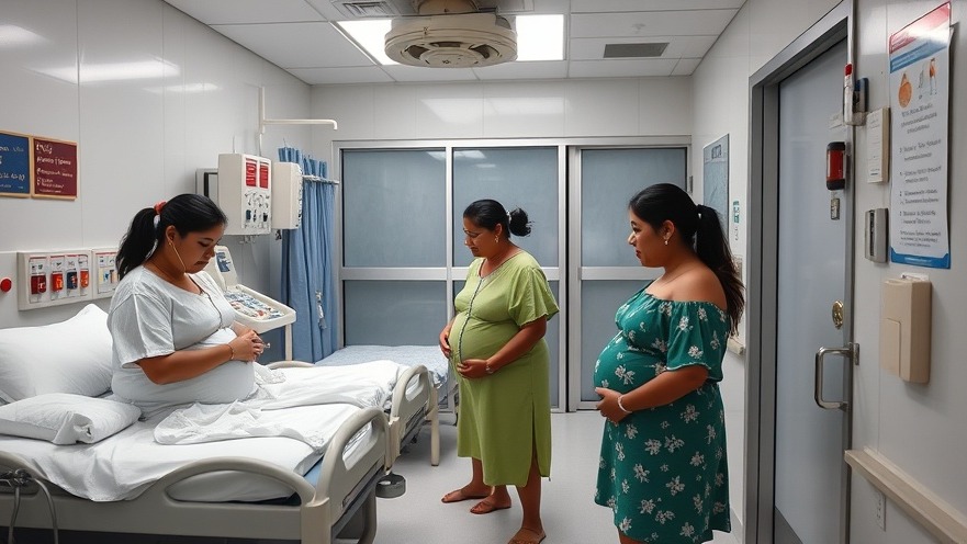 Emergency room with pregnant Hispanic women reflecting healthcare implications of US immigration laws.