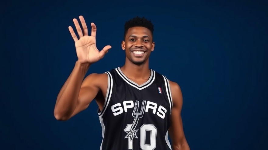 Smiling basketball player in Spurs jersey, showcasing San Antonio sports news during NBA playoffs.