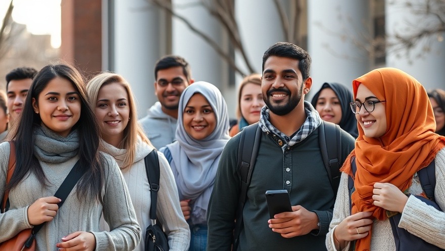 Diverse Hispanic and Muslim students on Texas college campus, supporting in-state tuition for undocumented students.