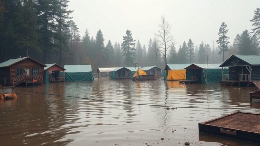 Flooded day camp showcasing summer camp safety measures and Guadalupe River flood preparedness.