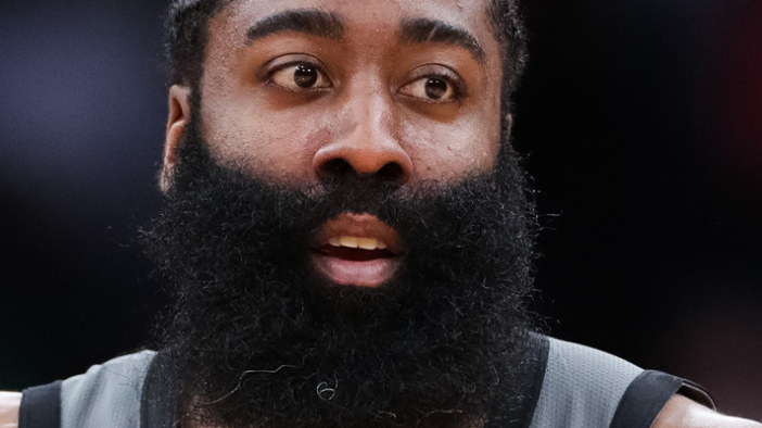 Dynamic NBA playoff highlights poster with intense player expressions.