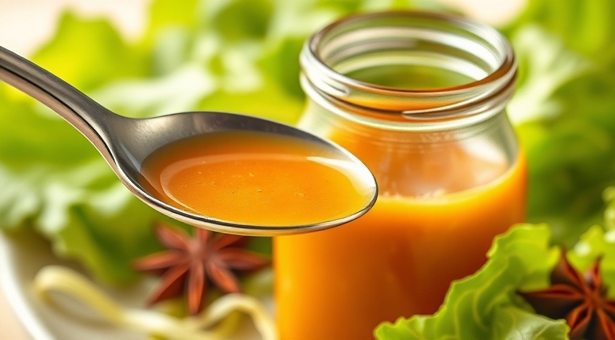Golden homemade salad dressing in a jar, perfect for Asian-inspired recipes.