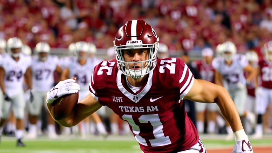 Texas A&M Aggies player showcasing college football excitement in SEC rivalry.