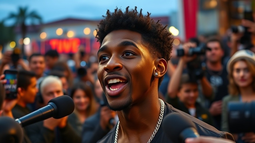 Young black individual showcasing evolving humor at a vibrant red carpet event.