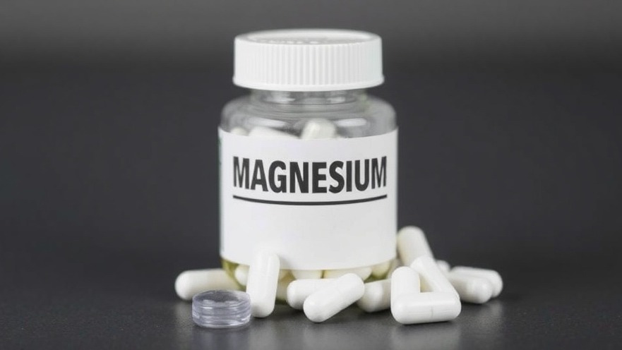 Bottle of magnesium pills promoting wellness at Houston wellness events.