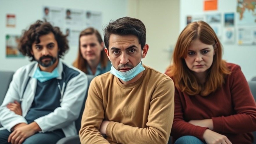 People suffering from oak season allergies in a doctor's office, highlighting Austin pollen news.