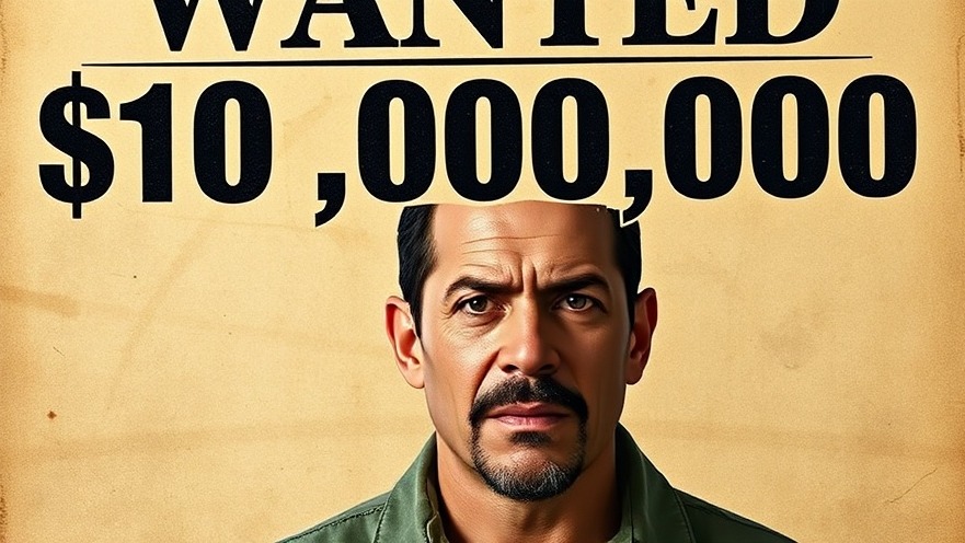 Wanted poster featuring a Hispanic man with a $10,000,000 reward, highlighting drug trafficking issues.