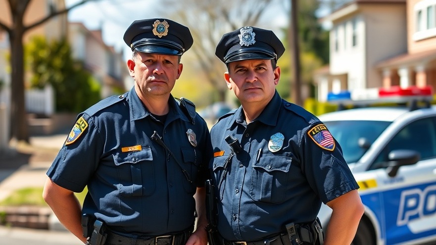 Unhappy police officers by their car, highlighting Austin traffic alerts and public safety news.