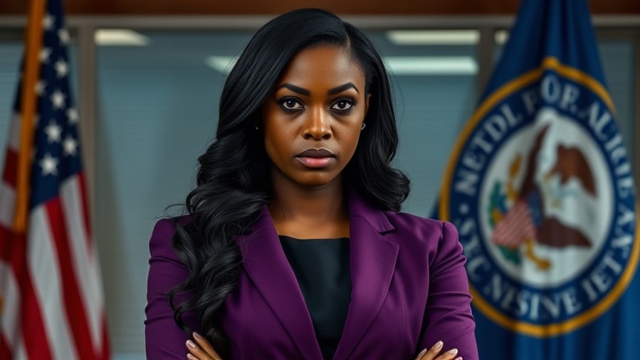 Worried black woman in a blazer, discussing FEMA fraud cases and political accountability.