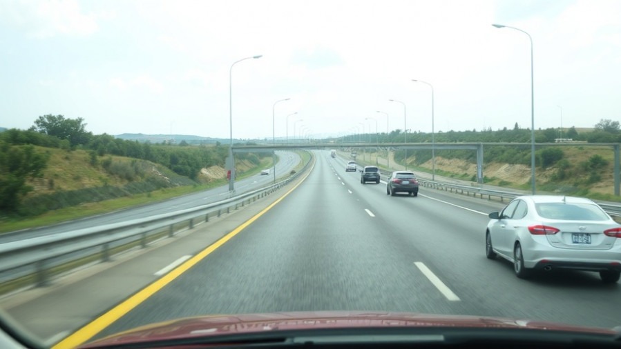 People driving in a car on the highway enjoying a road trip.