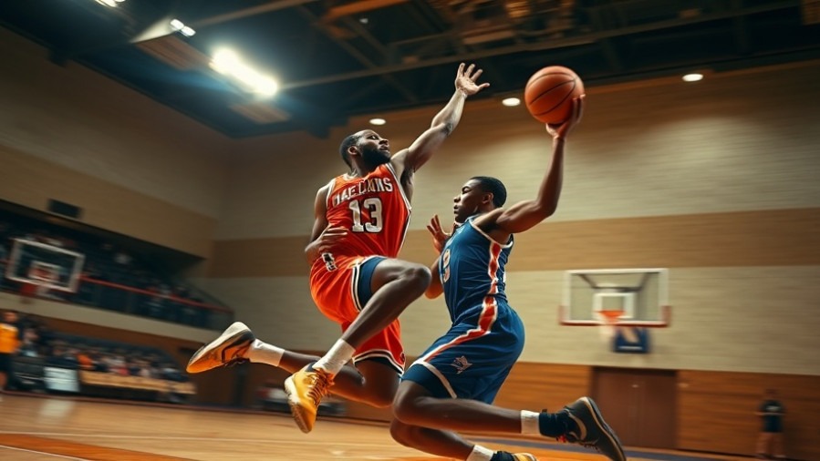 Intense NBA highlights showing two players mid-air, showcasing teamwork in basketball.