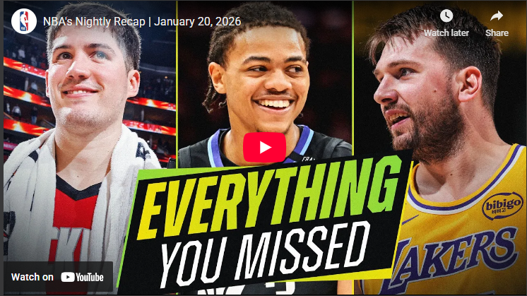 NBA Nightly Recap January 20 2026: smiling players in lively arena.