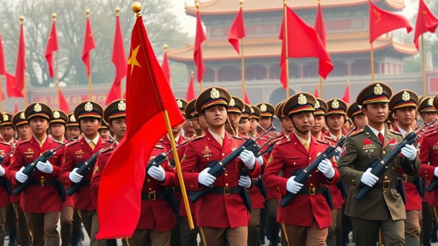 Chinese military marching, reflecting U.S. defense capabilities and national security news.